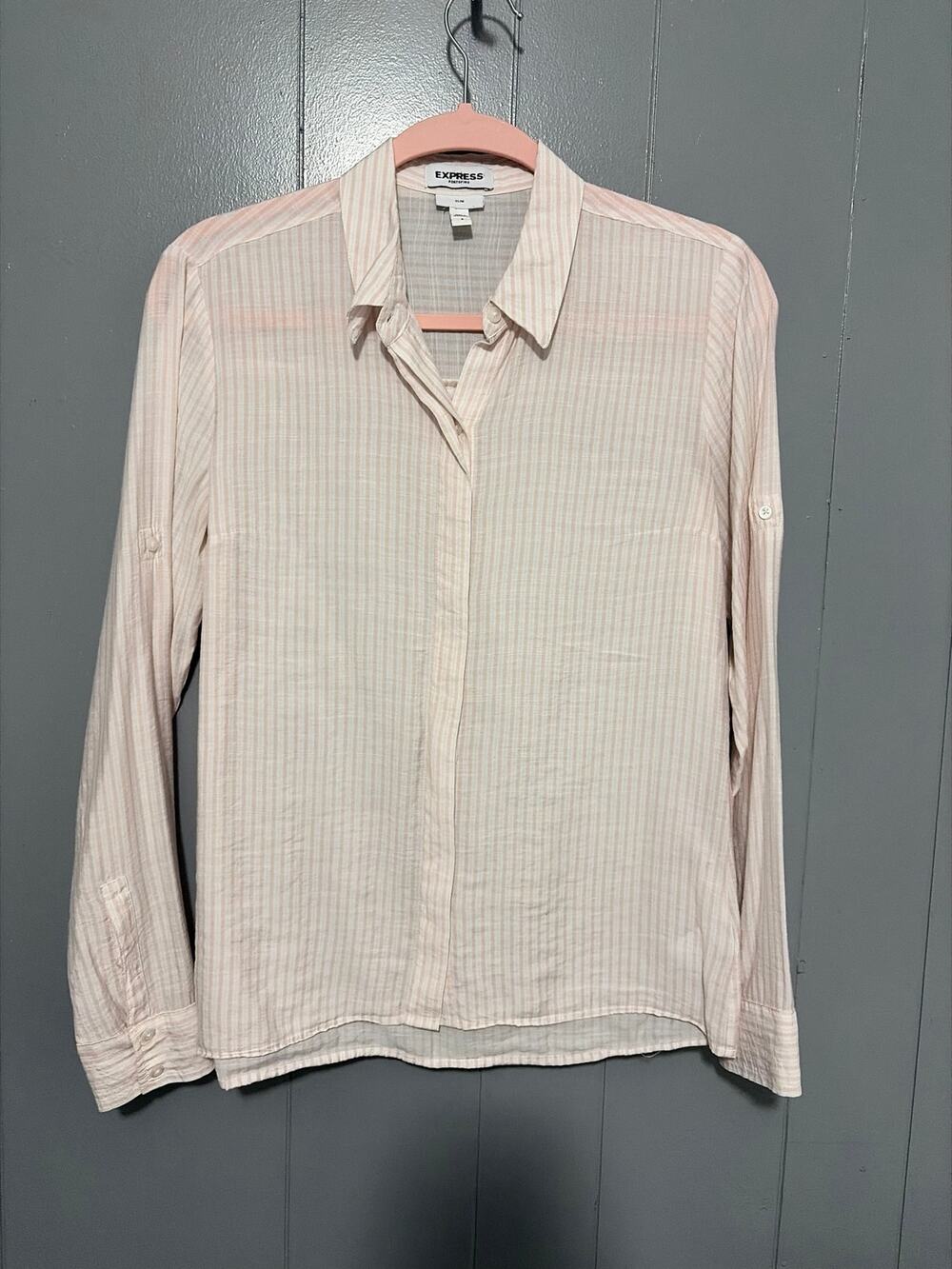 Express Pikk Striped Portofino Slim Button-down Lightweight Office Shirt S